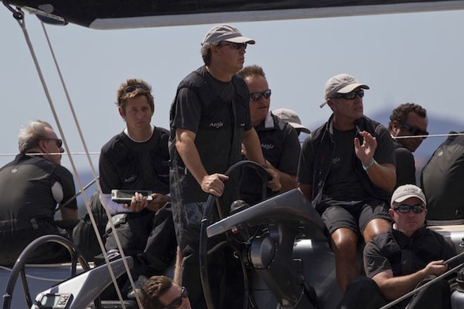 Brian Benjamin at the wheel of Carbon Ocean 82. Aegir- RC44 Cascais Cup 2012 ©  Rolex / Carlo Borlenghi http://www.carloborlenghi.net